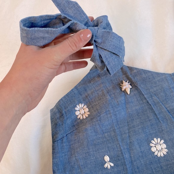 Chambray Beaded Tank-Top - Picture 3 of 5